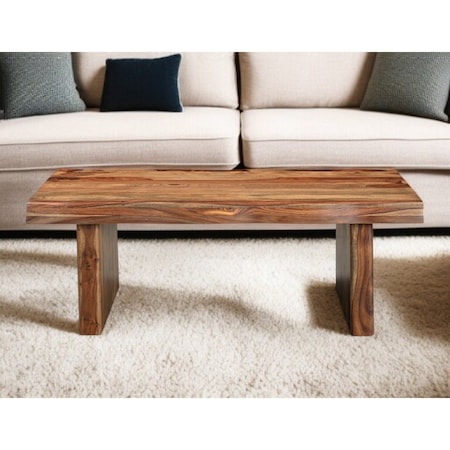 Homeroots 51" Brown Solid Wood Live Edge Coffee Table 565303