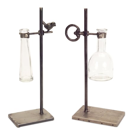 Homeroots Set of Two Clear and Black Metal and Glass Apothecary Jar, 2PK 516217