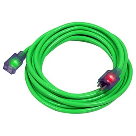 Micromicrome SJTW Extension Cord, 14 AWG, 14/3, 1 Outlets, Green, PVC, 100 ft MI3241020
