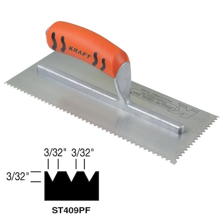 Kraft Tool Kraft Tools 3/32" x 3/32" x 3/32" Flat-top V-notch with ProForm Handle ST409PF