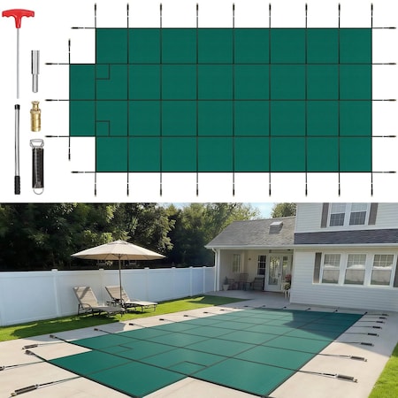 Vevor Pool Safety Cover Inground Pool Cover with Center End Step 18x36ft 18FTX36FT7037