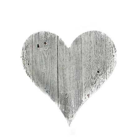 Homeroots 12" Whitewash Reclaimed Wood Heart Wall Decor 384902