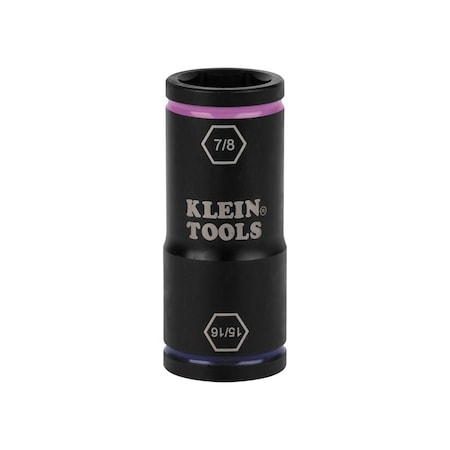 Klein Tools 1/4 in, 1/2 in Drive Flip Impact Socket Standard Socket, Manganese Phosphate 66073