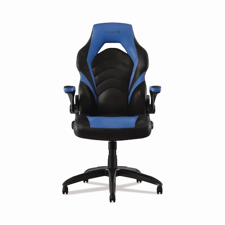 Emerge Vortex Bonded Leather Gaming Chair, Supports Up to 301 lbs, Blue/Black, Black Base 58293-CC
