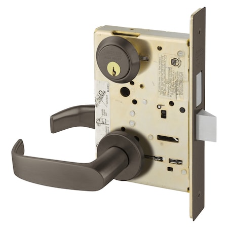 Sargent Grade 1 Dormitory or Exit Mortise Lock, L - Lever, LN - Rose, Dark Oxidized Satin Bronze Oil Rubbed 8225 LNL 10B