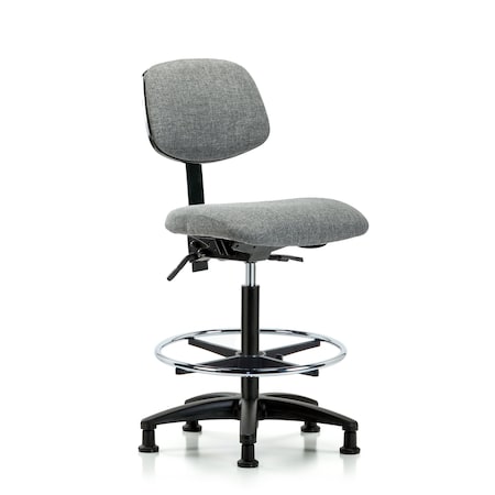 Blue Ridge Ergonomics Chair, Fabric, Hi Bench, Tilt CF Glides, Gry, No Arms, 26" to 35-1/2" Height, Grey BR-FHBCH-RG-T1-A0-CF-RG-F44