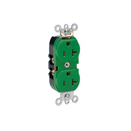 Leviton Industrial Series Heavy Duty Grade Duplex Receptacle, 20 Amp, 125 Volt 5362-GNS
