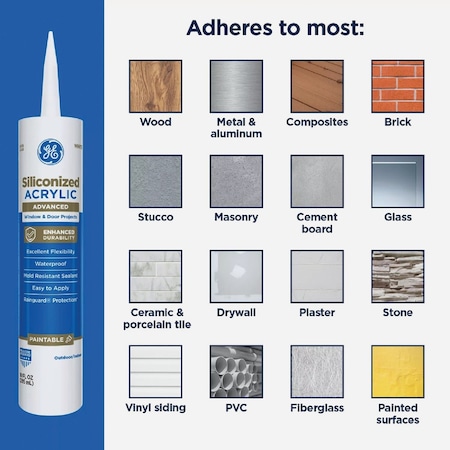 Ge Siliconized Acrylic Advanced Window & Door Sealant Clear 10 Oz. Cartridge 2863819