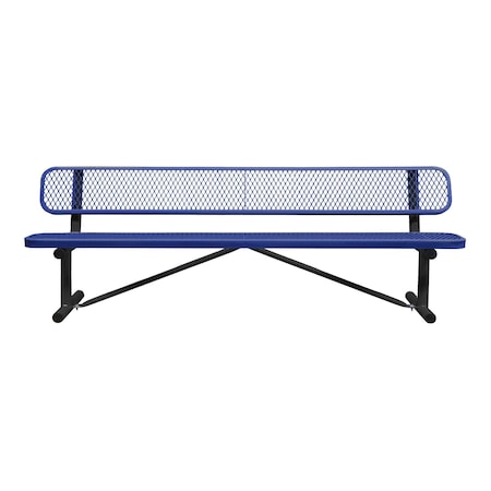 Leisure Craft Portable, Bench with Back, 8ft., Navy B8WBP-NAVY