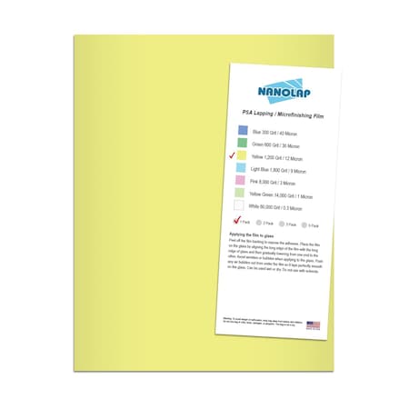Nanolap PSA Lapping Film, 1 Pc 12 Micron (1,200 Grit), 8-0.5 in x 11 in Microfinishing Fine Sanding Paper 61580N