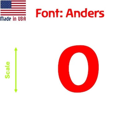 Aacc Self-Adhesive Vinyl Number: 0, Size: 9 cm. Color: Red Font: Anders, 8PK AACC-Anders-N0-Red-M9x8