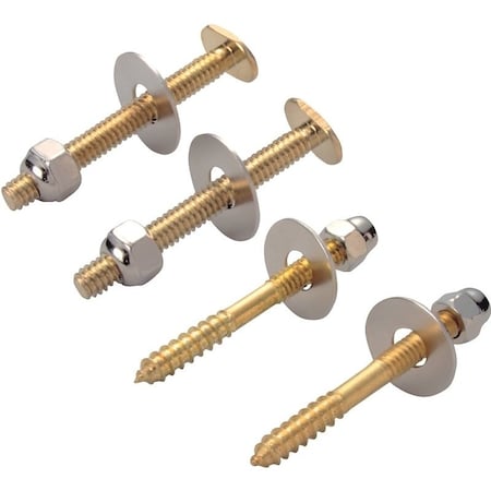 Prosource Bolt Screw Set, Steel, Brass, For Use to Attach Toilet to Flange PMB-482-3L
