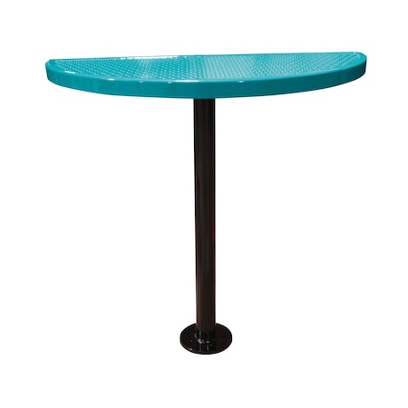 Leisure Craft Perforated Semi-Circle Pedestal Table, Portable, 40"H, Teal STAB40-PERF-TEAL