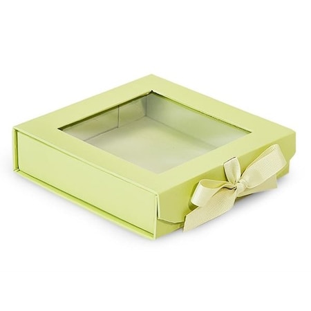Nashville Wraps Pistachio Folding Box with Window and Ribbon Closures, 6x6x1.5in, 24PK FBB6PS