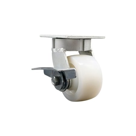 Service Caster 4 Inch Kingpinless Nylon Wheel Swivel Caster with Brake SCC-KP30S420-NYR-SLB