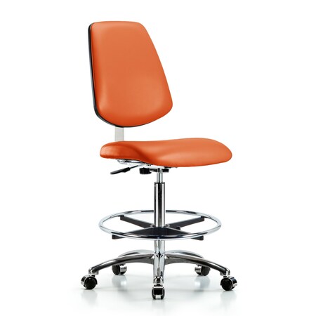 Blue Ridge Ergonomics Clean Room Chair 26" to 35-1/2" Height, Vinyl, Orange Kist BR-CLR-VHBCH-MB-CR-CF-CC-8613
