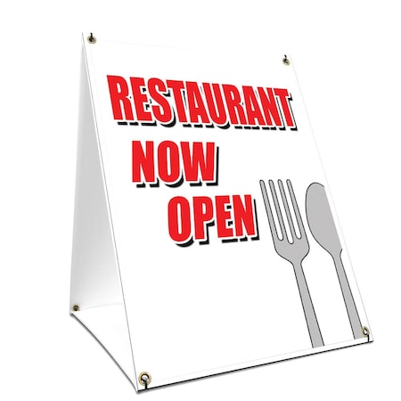 Signmission Restaurant Now Open, 24 Inch x 18 Inch A-frame Yard Sign, Plastic Sign SBC-1824-Restaurant Now Open