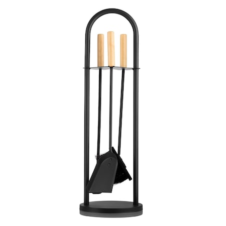 Lavish Home 4 Piece Fireplace Tools Set Indoor Outdoor Accessories Set with Poker, Brush, Shovel, & Stand 80-FPTS-17