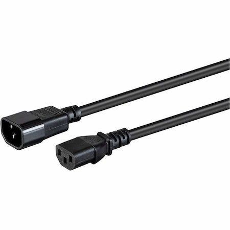 Monoprice SJT Extension Cord, 14 AWG, Indoor, 14/3, 1 Outlets, IEC 60320 C13, Black, IEC 60320 C14, 12 ft 40123