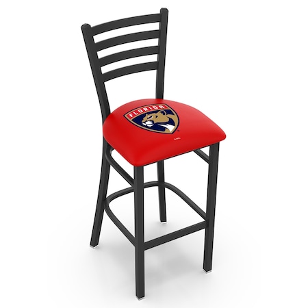 Holland Bar Stool Co 25" Blk Wrinkle Florida Panthers Stationary Counter Stool, Ladder Back L00425FlaPan