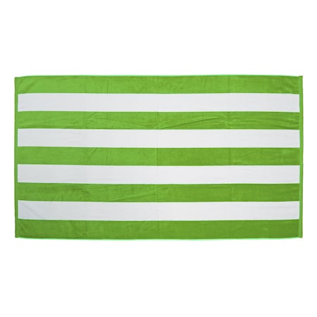 Towelsoft Premium Cabana Stripe Velour Beach Towel 35 inch x 60 inch-Lime HOME-BV9006-LIME