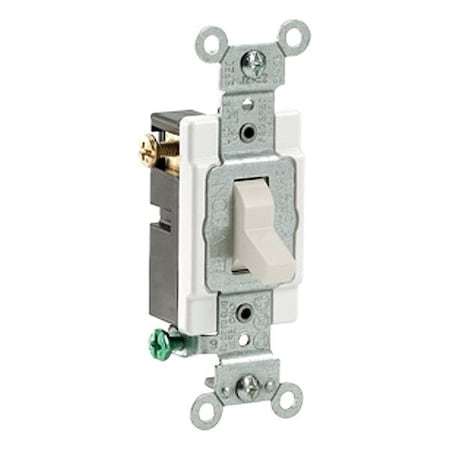 Leviton Toggle 3-Way 15A Side Wired Lt Almond CS315-2T