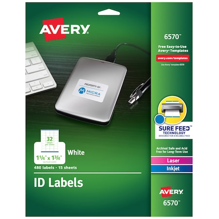 Avery ID Labels, Sure Feed Technology, PK480 6570