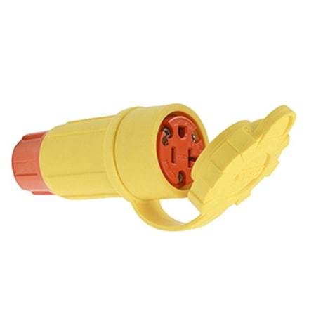 Pass & Seymour Straight Blade Connector, Non-NEMA, 20 A, 125V AC, 2 Pole, 3 Wire, Screw Terminals, Yellow 15W33AM