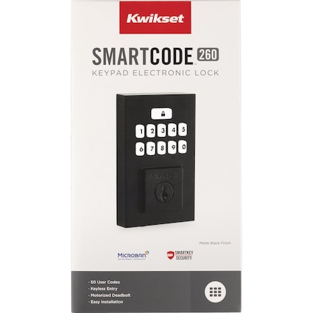 Kwikset Signature Series Contemporary SmartCode Matte Black Electronic Deadbolt 9260 CNT 514 SMT CP