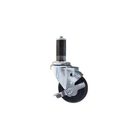 Service Caster 3.5'' SS Hard Rubber Swivel 1'' Expanding Stem Caster with Brake SCC-SSEX20S3514-HRS-TLB-1