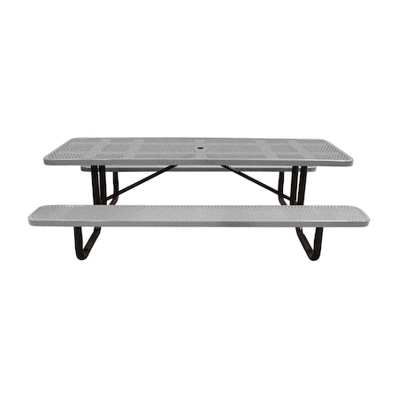 Leisure Craft 8' Standard Picnic Table, Perforated Metal, Portable, Granite T8XPP-PERF-GRANITE