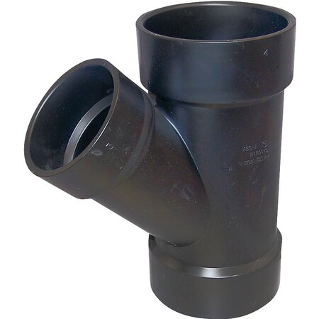 Genova CANPLAS Reducing Pipe Wye, 4 x 4 x 3 in, Hub, ABS, Black 102327LBC