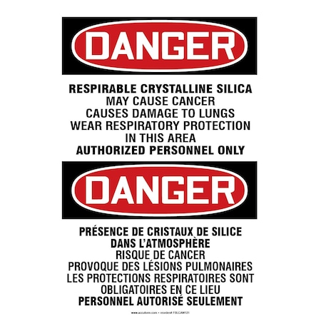 Accuform BILINGUAL OSHA DANGER SAFETY LABEL FBLCAW121XVE