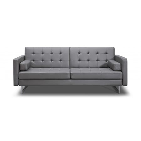 Homeroots 80" Gray Faux Leather Sleeper Sofa With Silver Legs 372116
