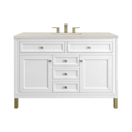 James Martin Vanities Chicago 48" Single Vanity, Glossy White, w/ 3 CM Siberian Silestone Top 503-V48-GW-3SFR