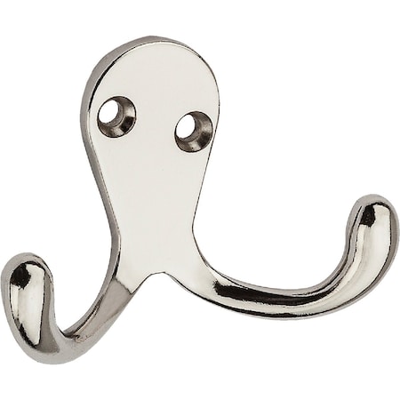 National Hardware Nickel Double Clothes Hook, 2PK N199-232