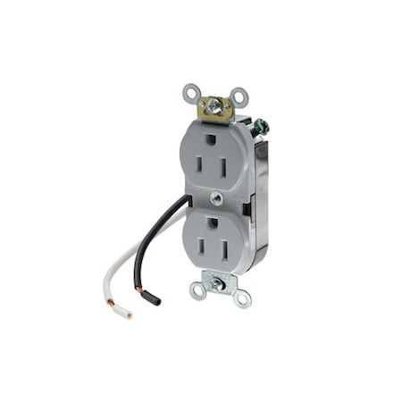 Leviton Leaded Dup 15A 125V Self-Gr Gry 5262-CGY