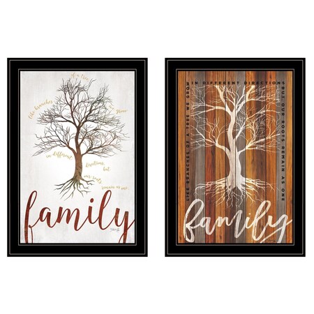Homeroots Set Of Two Family Tree or Roots 2 Black Framed Print Wall Art, 2PK 406100