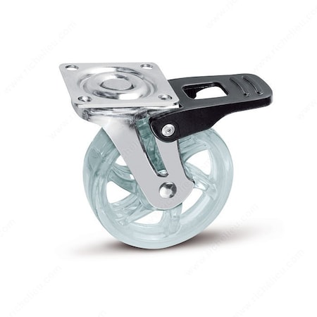 Richelieu Contemporary Furniture Caster, Swivel with Brake, with Plate, Clear 6412751111