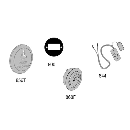 Lcn Actuator, Wall Mount, Logo, Text, Wireless, Flush, 4-1/2in Round 8310-3856TWF