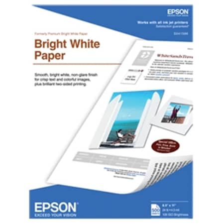 Printer Supplies Epson Inkjet Premium Bright White Paper 8.5x11 500 Sht Bright White S041586