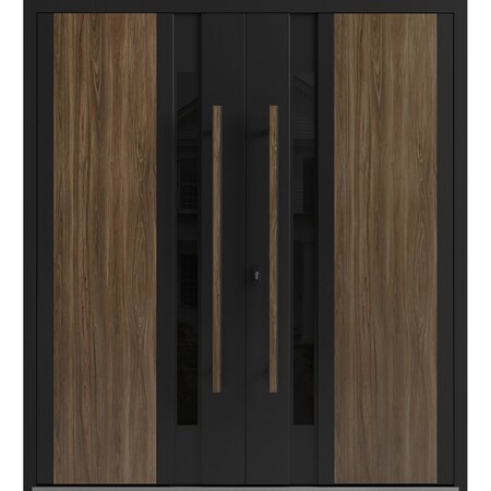 Vdomdoors Aluminum Double Doors Dekton 0163 Venezia Noce Entry Door Painted (W72xH96) Right hand Outswing DEKTON0163DEXD-VEN-W72xH96-RH-O