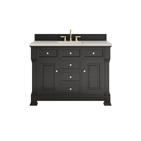 James Martin Vanities Brookfield 48" Single Vanity, Black Onyx, w/ 3 CM Siberian Silestone Top 547-V48-BKO-3SFR