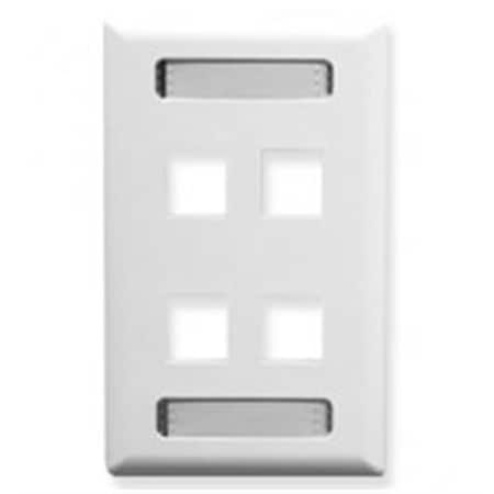 Icc Classic Single Gang Faceplate With ID - White- 4 Port IC107S04WH