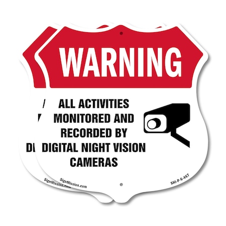 Signmission Video Surveillance Shield Label Set Warn, 6 inch X 6 inch, Plastic Sign, 2PK SHI-P-2PACK-6-467