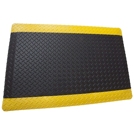 Rhino Mats Antifatigue Mat, 48 in L x 36 in W, 9/16 in Thickness, Vinyl, Black/Yellow DV-3648-BY916