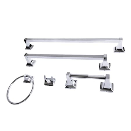 Kingston Brass 5-Piece 18" and 24" Towel Bars Bathroom Accessory Set, Polished Chrome BAHK602124781