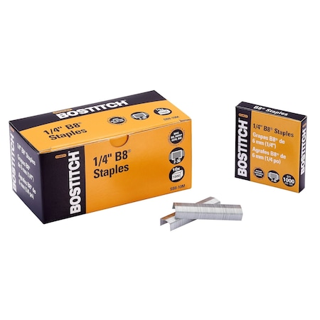 Bostitch B8 PowerCrown Staples, 0.25 Inches, 10,000 Total in 10 Separate 1,000 Count Boxes SB8-10M