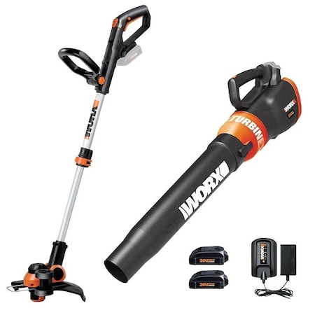 Worx WORX WG921 Trimmer and Turbine Blower Combo Kit, Lithium Battery WG929/921