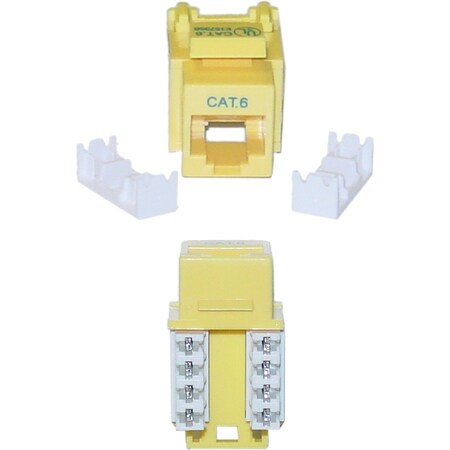 Cable Wholesale Slimline Cat6 Keystone Jack, Yellow, RJ45 Female to 110 Punch Down 326-120YL